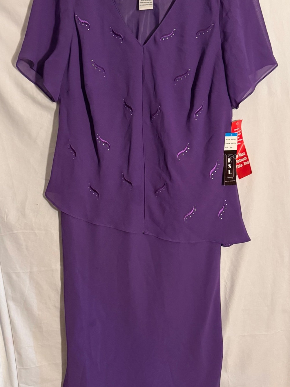 #529 KSL Women’s Purple Two-Piece V-Neck Dress Set